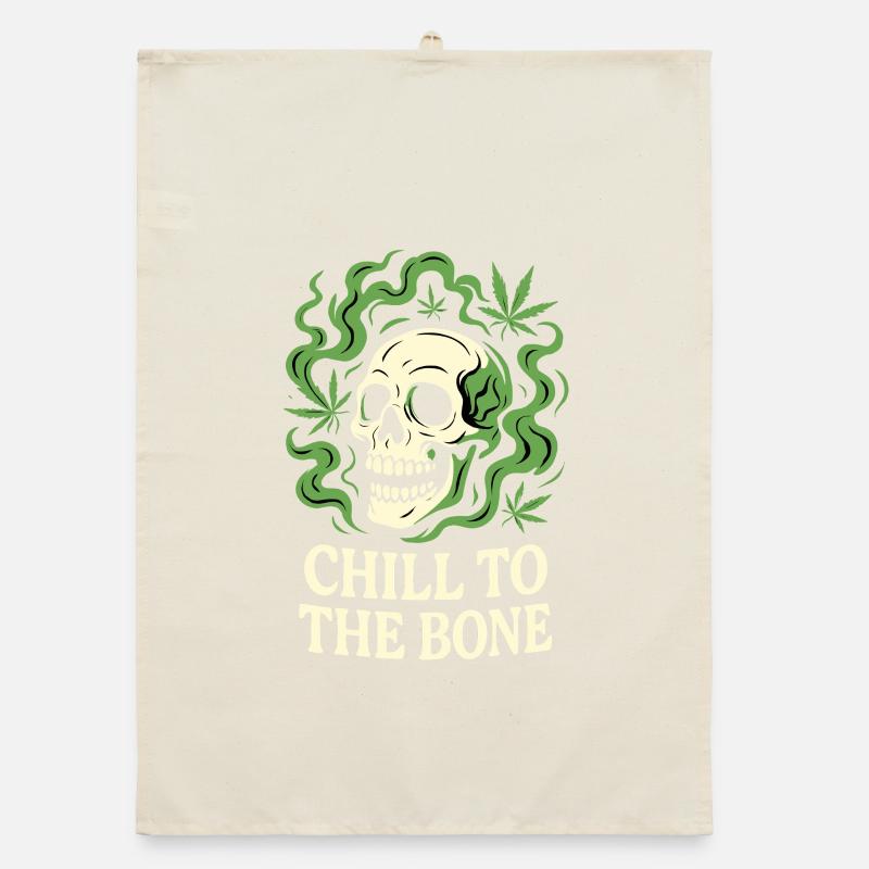 Chill to the Bone – Relaxed Skull Organic dish towel
