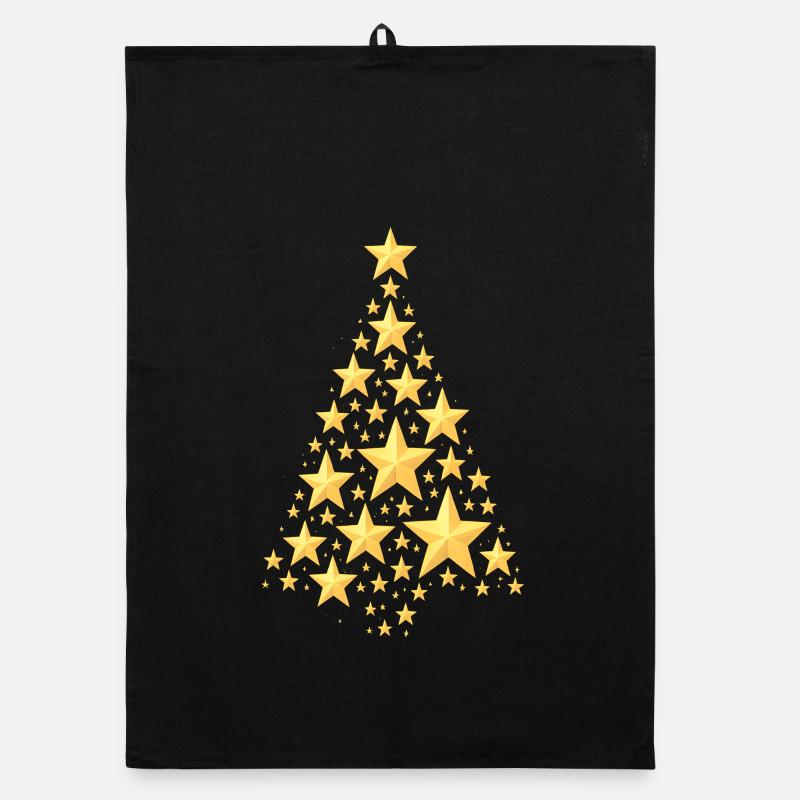 Goldener Sternen-Weihnachtsbaum Organic Geschirrtuch
