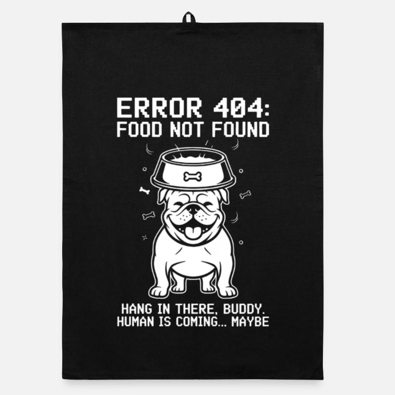 Erreur 404 Nourriture introuvable Bouledogue - Torchon bio - noir