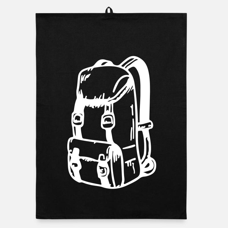 Voyage de camping avec symbole de sac à dos Torchon bio