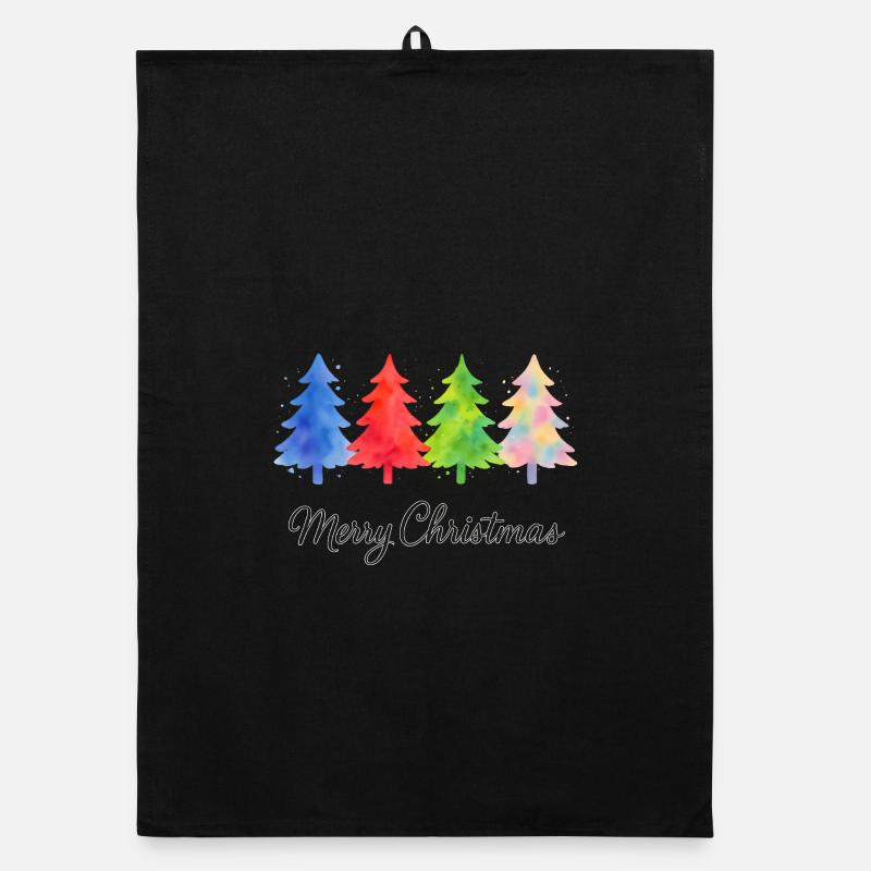 Merry Christmas Christmas Trees Organic dish towel