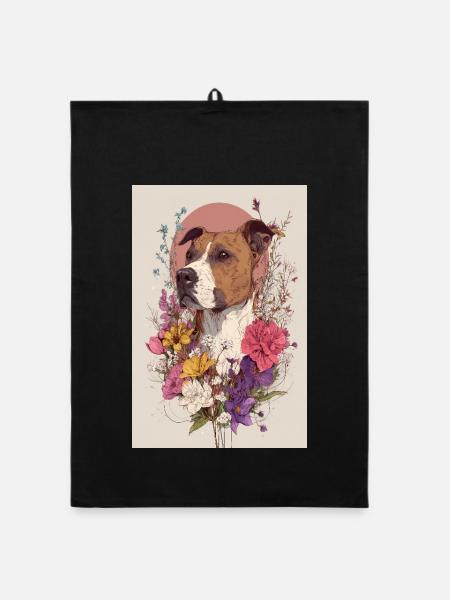 Blühender Blumenhund - Organic Geschirrtuch - Schwarz - Vorne