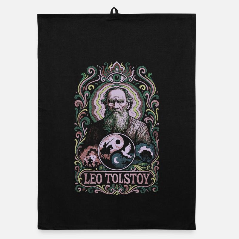 Leo Tolstoi - Organic Geschirrtuch - Schwarz