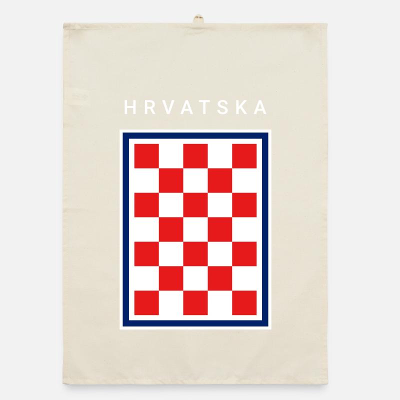 Hrvatska Checker Blue Border Organic dish towel