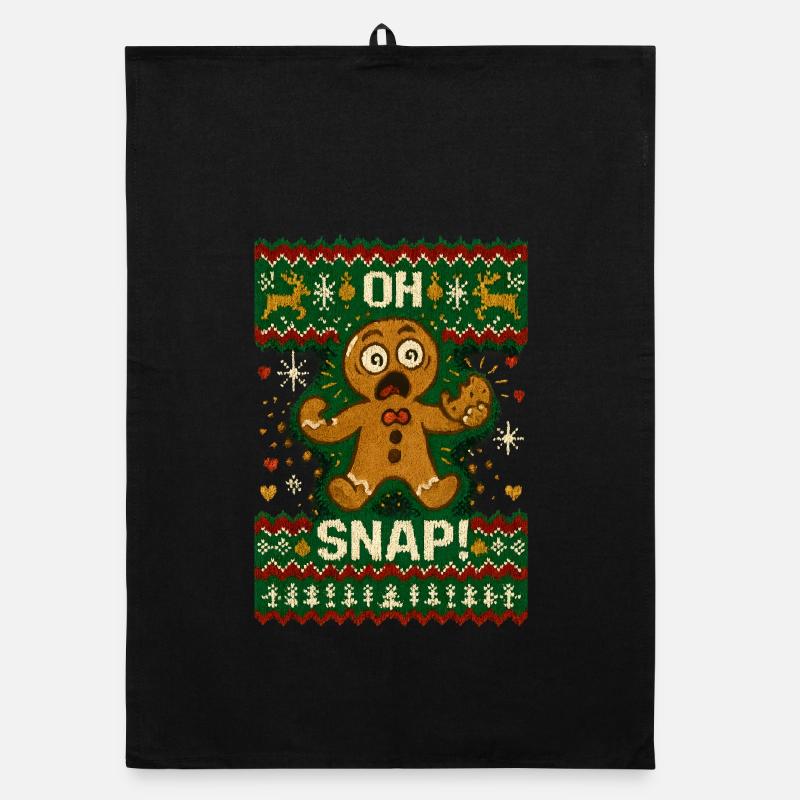 Oh Snap Gingerbread Man Ugly Christmas Organic dish towel