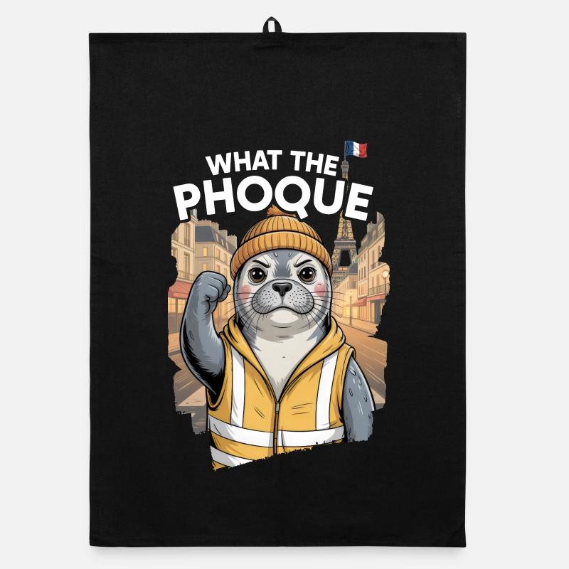 What the Seal Yellow Vest Humor Protest Organic dish towel