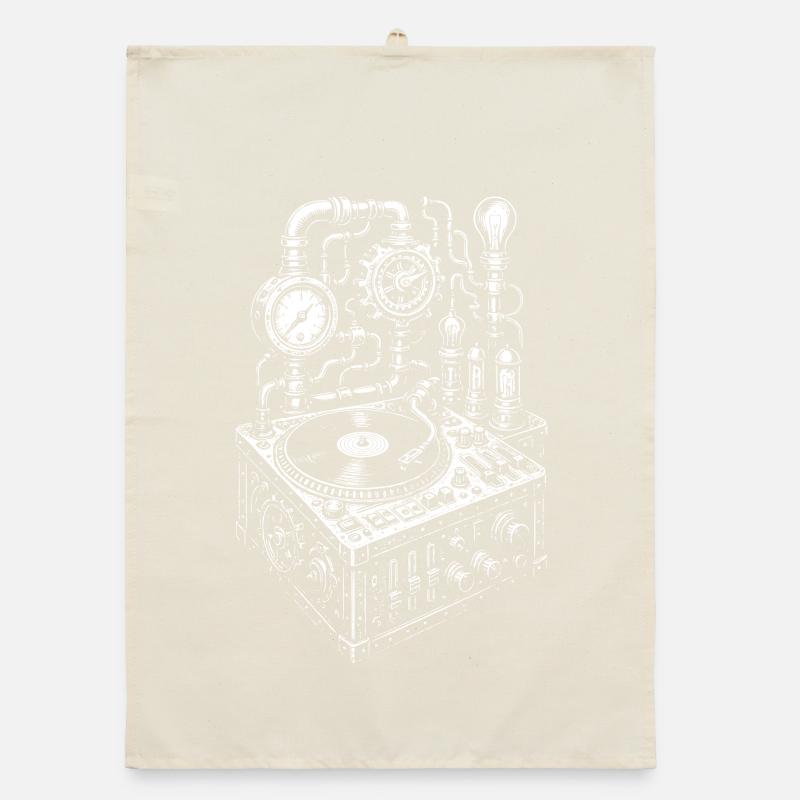 Steampunk music console design Organic dish towel