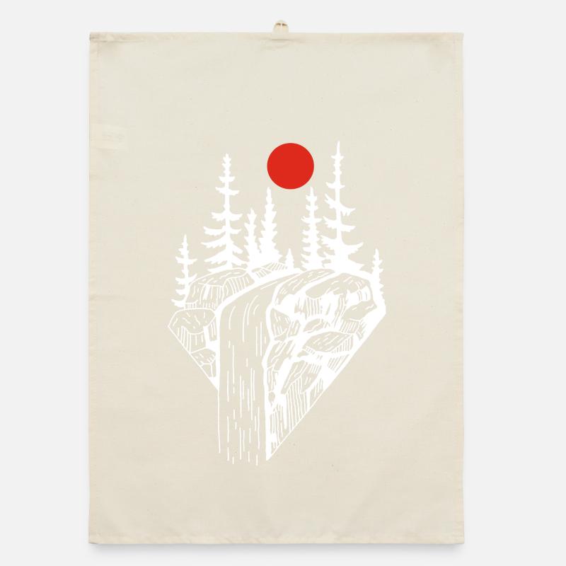 Die rote Sonne und der weiße Wasserfall Organic Geschirrtuch