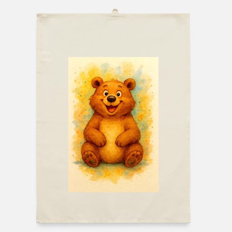 Joy Bear im Aquarell Organic Geschirrtuch