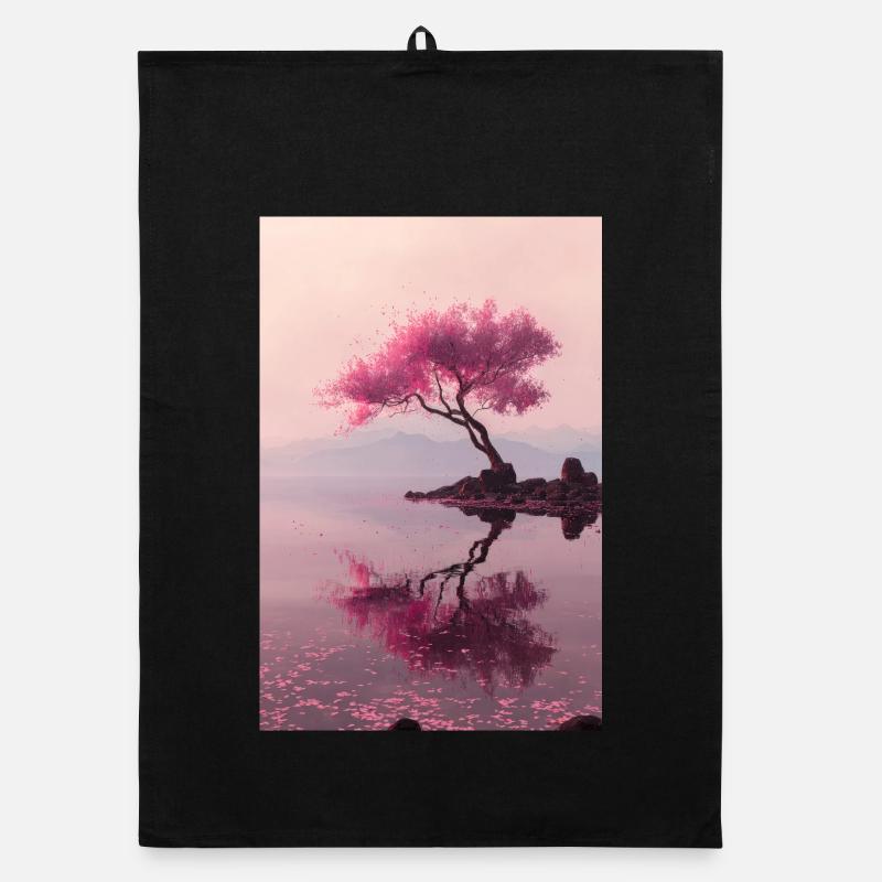 Reflets sur la rive de Blush Blossom Torchon bio