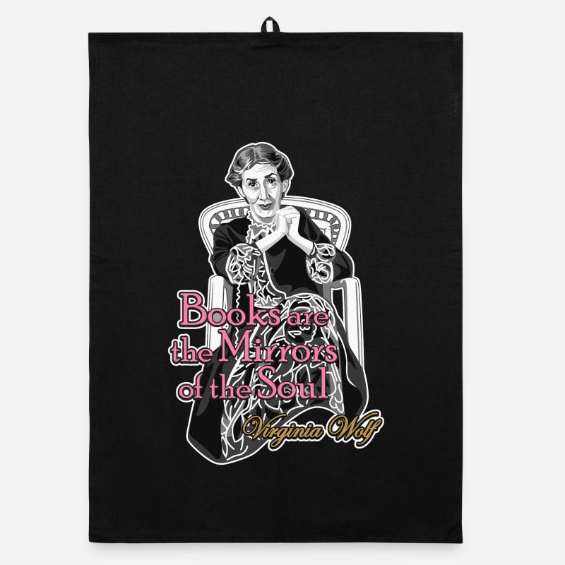 Virginia Woolf BOOKS - Organic dish towel - black