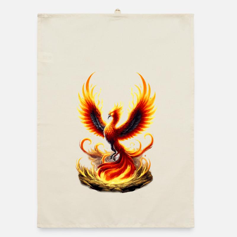 Fire Phoenix Flame Vortex Organic dish towel