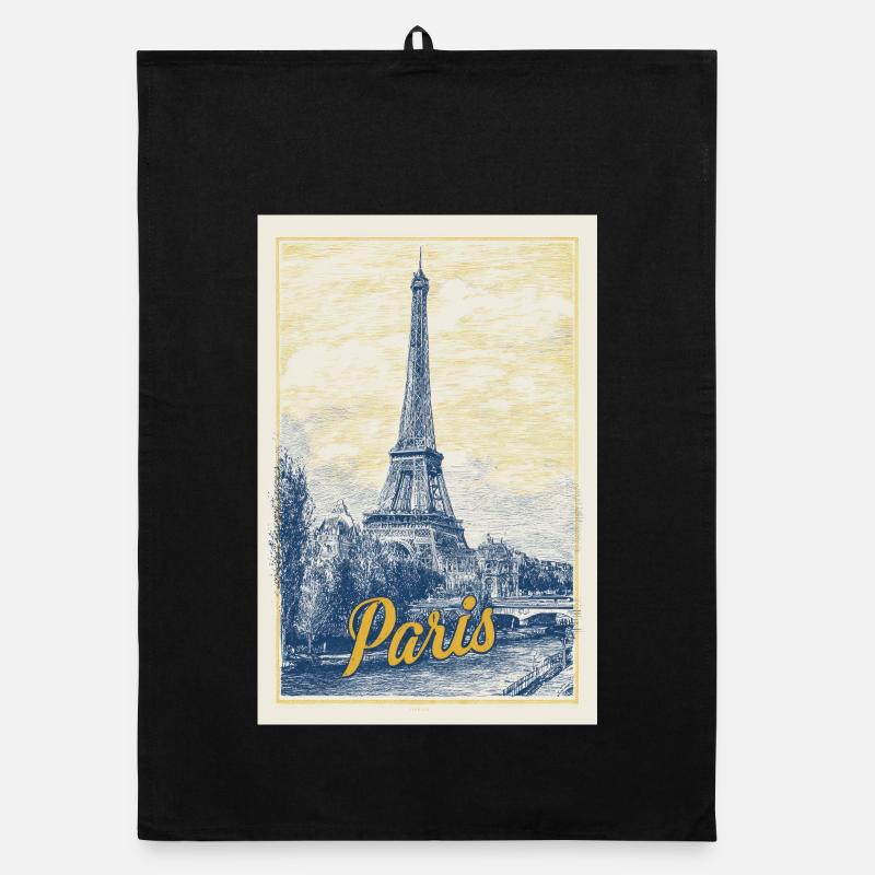 Paris Eiffel Blueprint Organic dish towel
