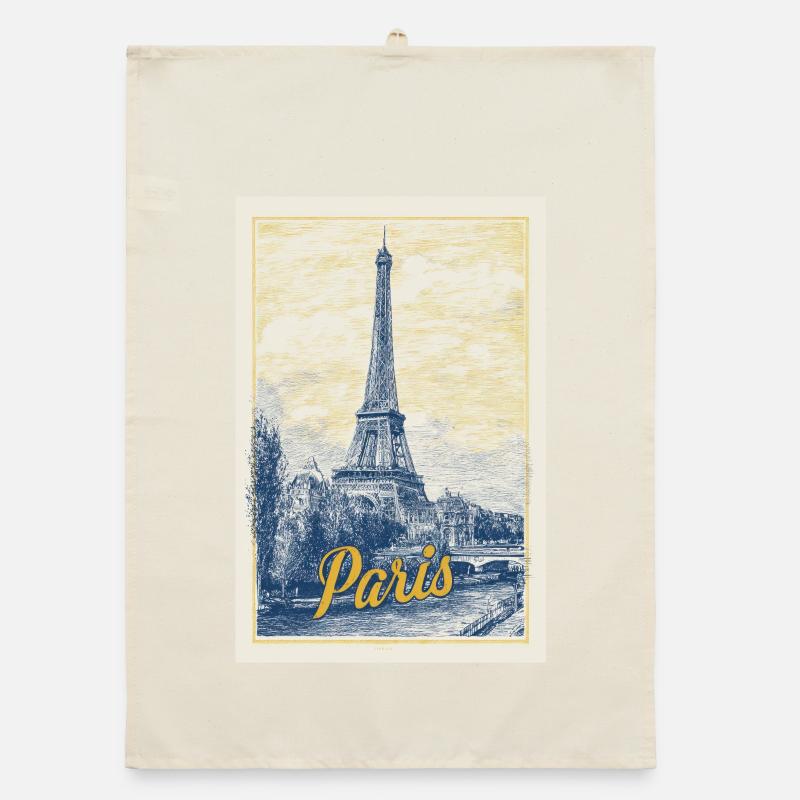 Pariser Eiffel-Bauplan Organic Geschirrtuch