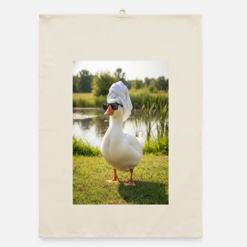 Spa Duck with Sunglasses Organic dish towel