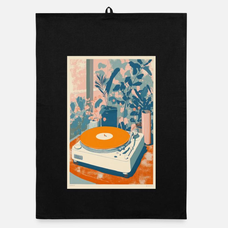 Scène du jardin rétro en vinyle Torchon bio