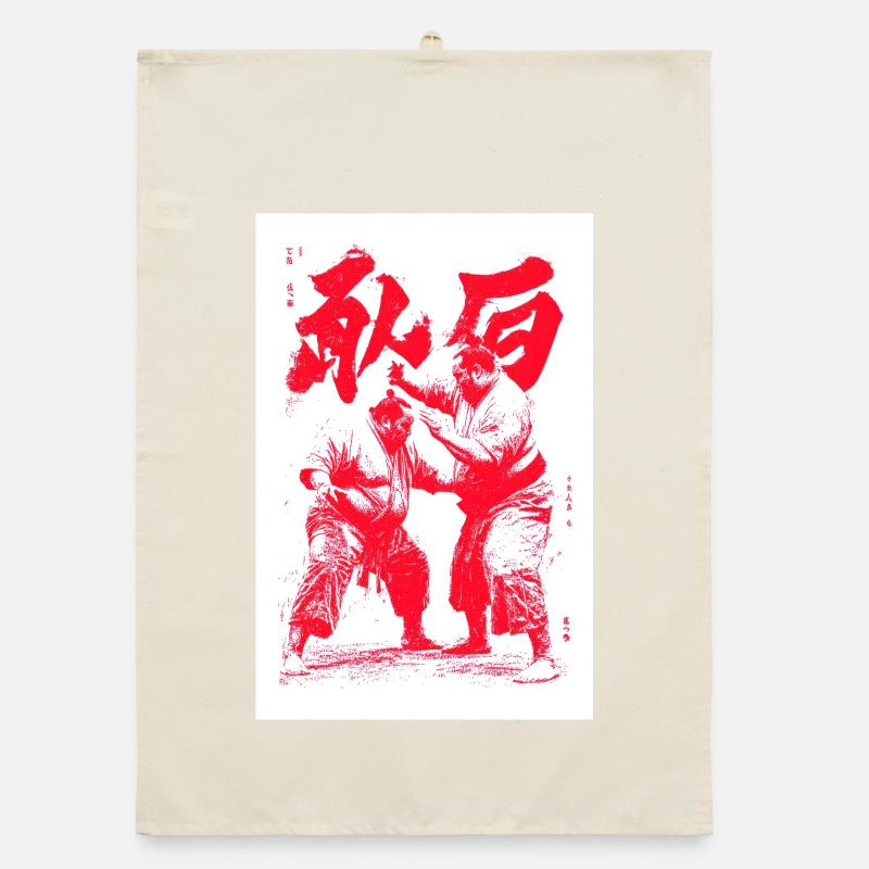 Crimson Martial Duel Ink Organic dish towel