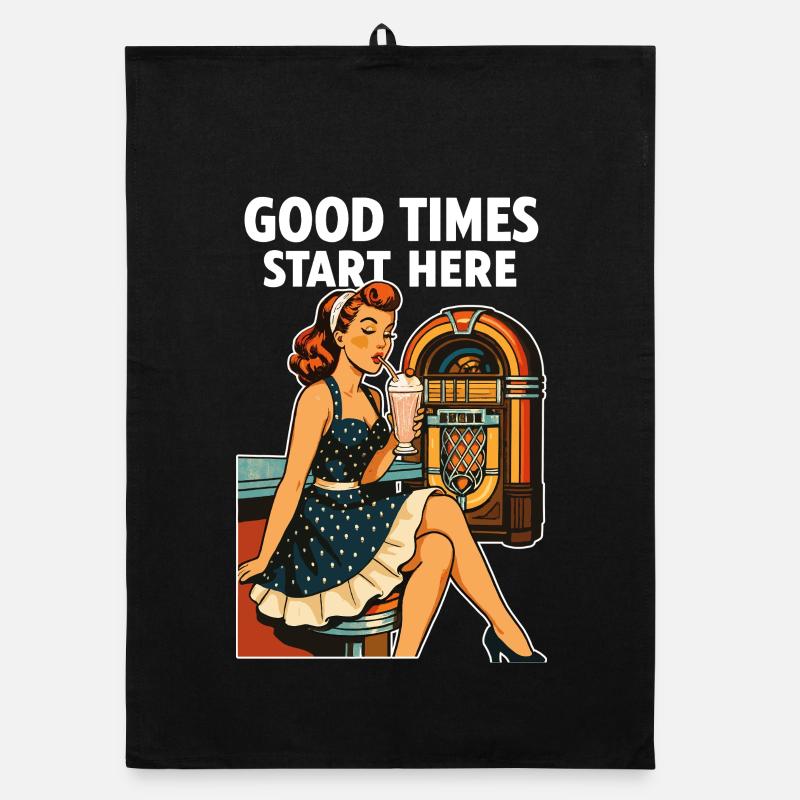 Rockabilly Diner Diner Jukebox Rétro Torchon bio