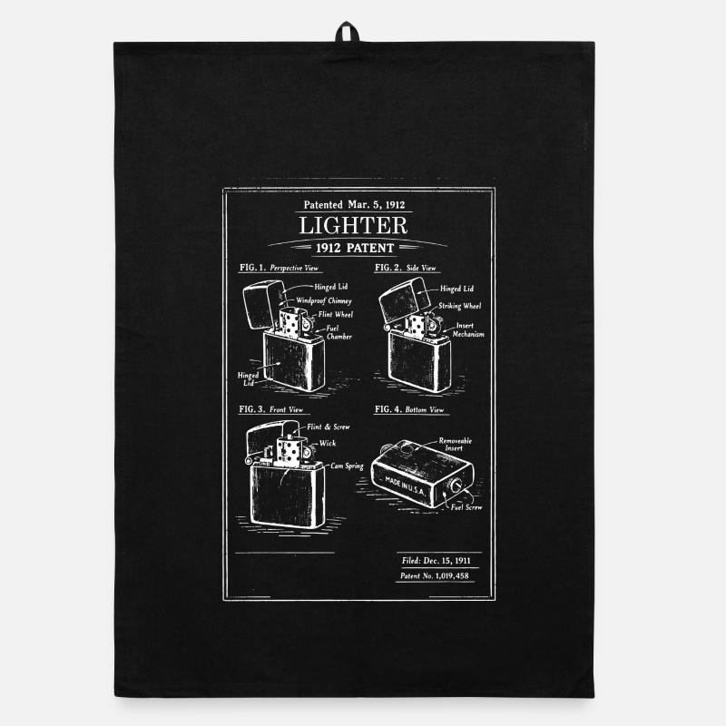 Vintage Lighter Patent Blueprint Organic dish towel