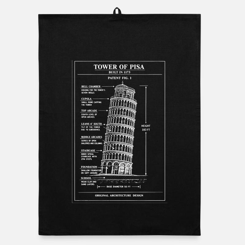Art de plans de la tour de Pise penchée Torchon bio