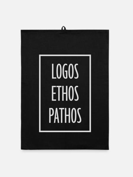 Logos Ethos Pathos Rhétorique Étudiant en Philosophie - Torchon bio - noir - Devant