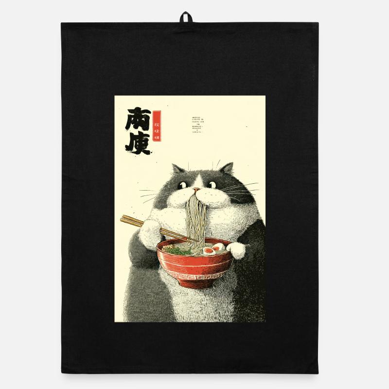 Ramen Cat Ukiyo-e Charm Organic dish towel