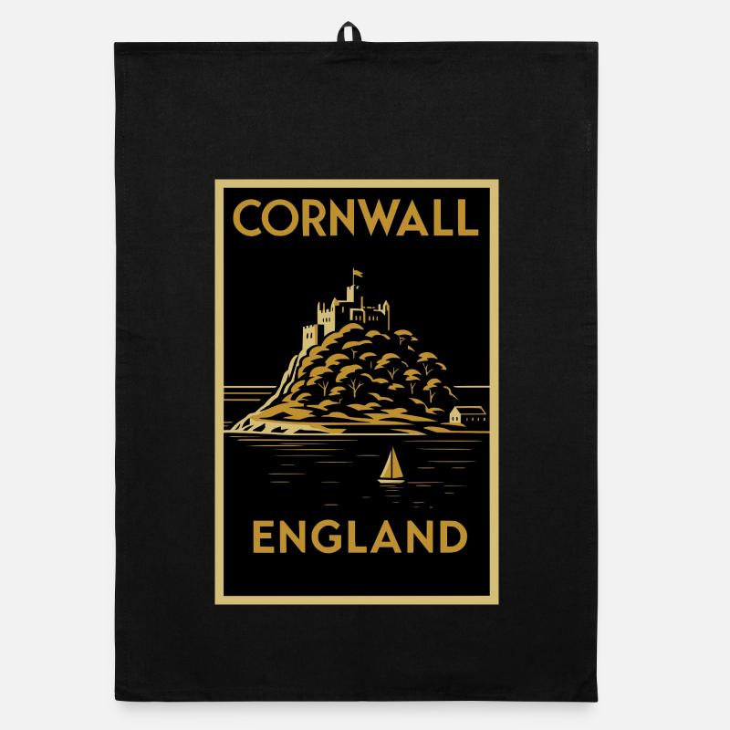 Cornwall England – Art Deco Travel Poster Organic dish towel