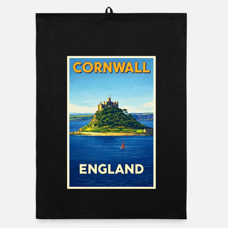 Cornwall England – Affiche de voyage rétro Torchon bio