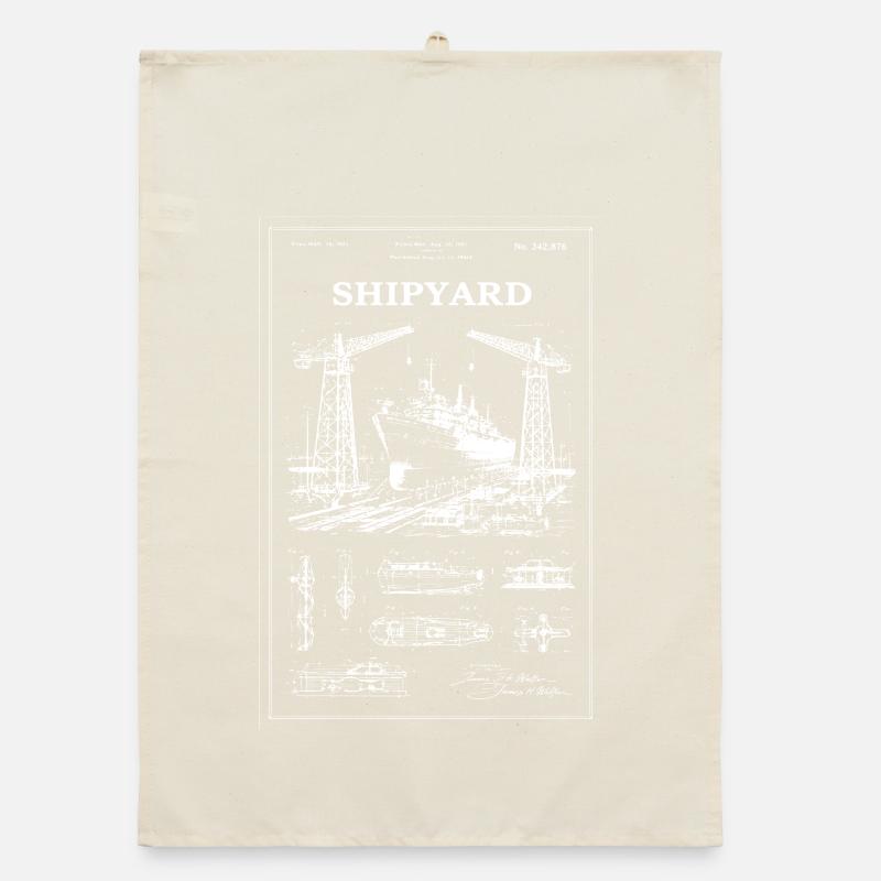 Shipyard Cranes & Ship Organic dish towel