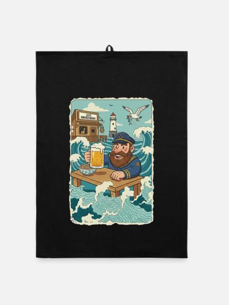 Last North Sea pub - Organic dish towel - black - Front