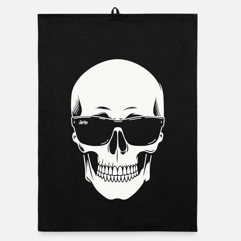 Squelette avec lunettes de soleil en noir et blanc vectoriel Torchon bio