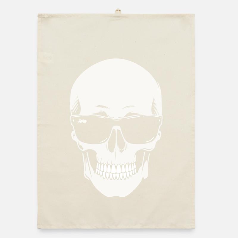 Skeleton with sunglasses in black and white vector Organic dish towel