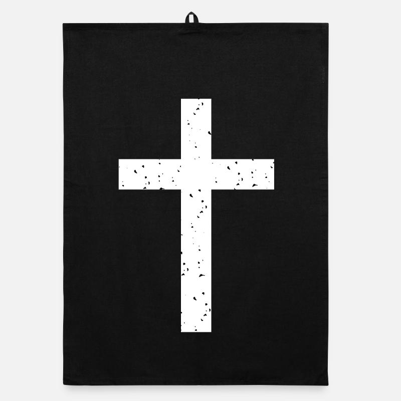 Jesus Cross White Organic dish towel