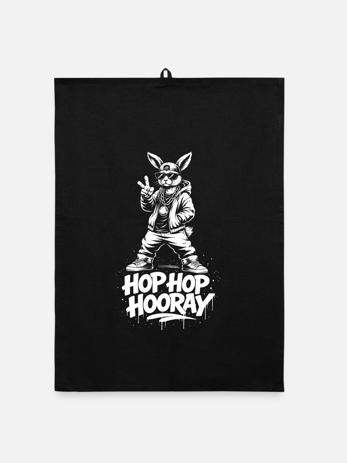 HOP HOP HOURRA Bunny - Torchon bio - noir - Devant