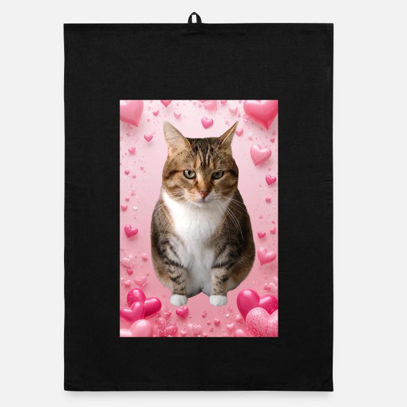 Missty chat avec des coeurs Torchon bio
