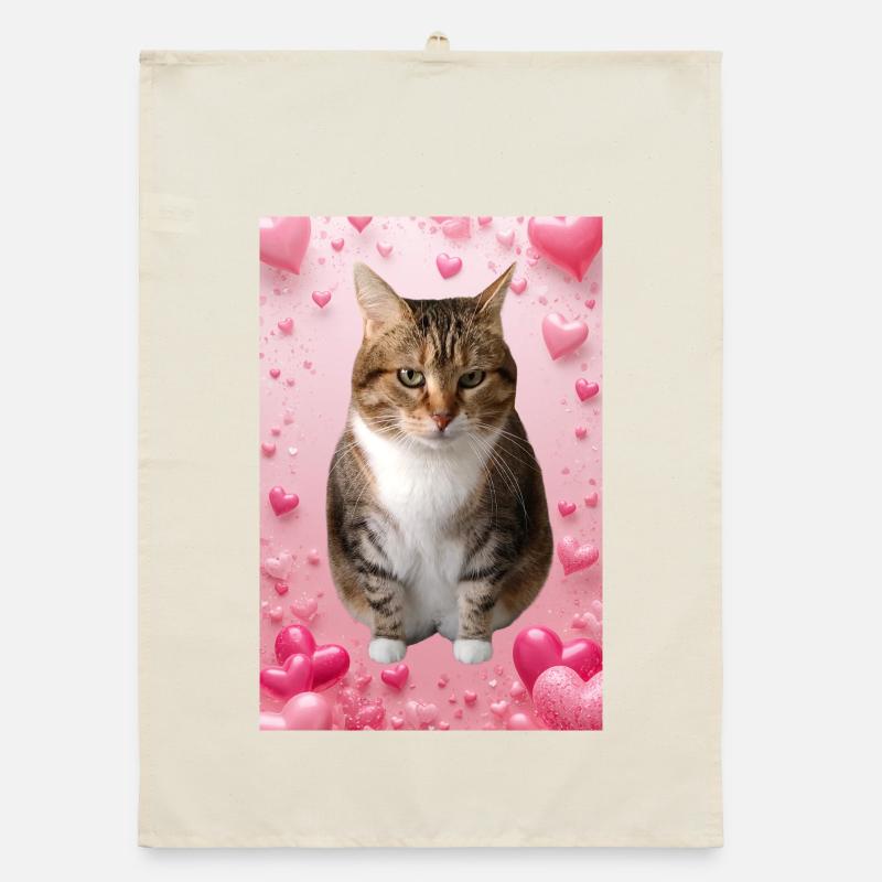 Missty chat avec des coeurs Torchon bio