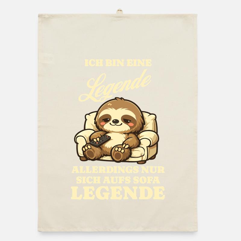 Faultier Serienabend Sofa Spruch Lustig Organic Geschirrtuch