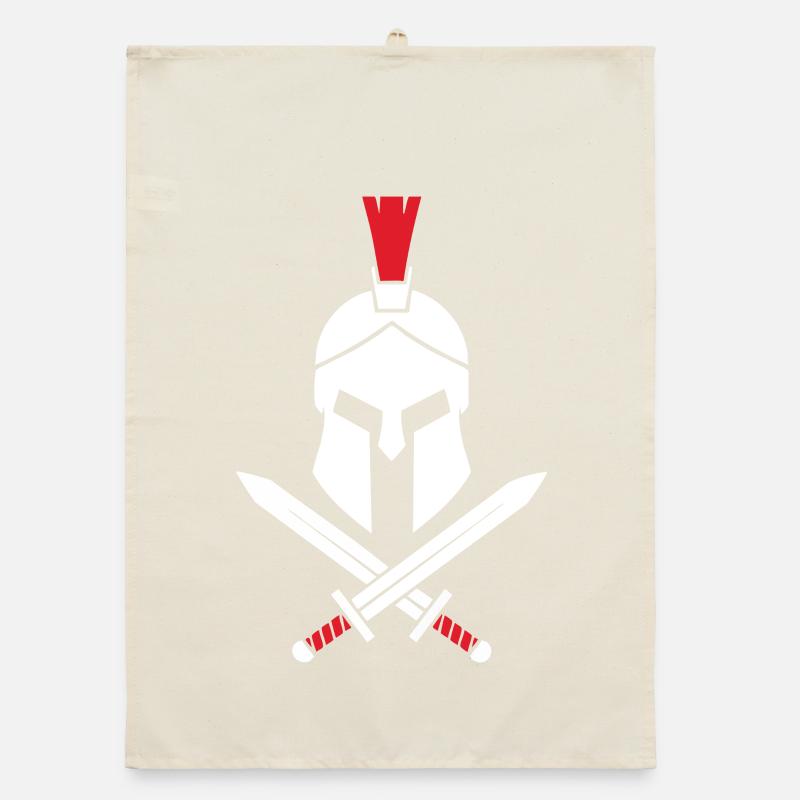 Logo Spartiate Épées Croisées Mascotte Spartan Torchon bio