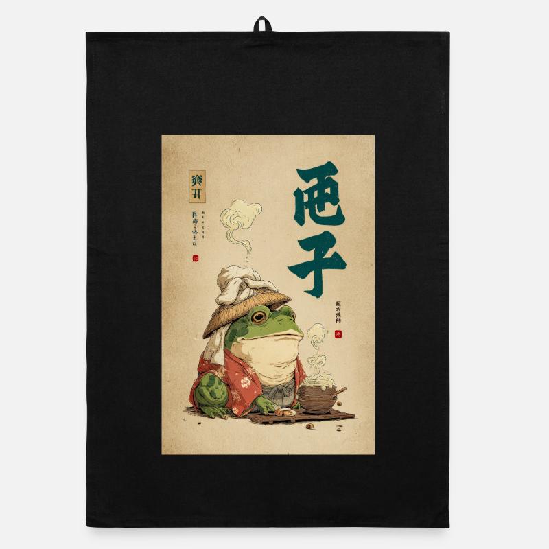 Frosch-Samurai im Seidenmantel mit Tee Organic Geschirrtuch