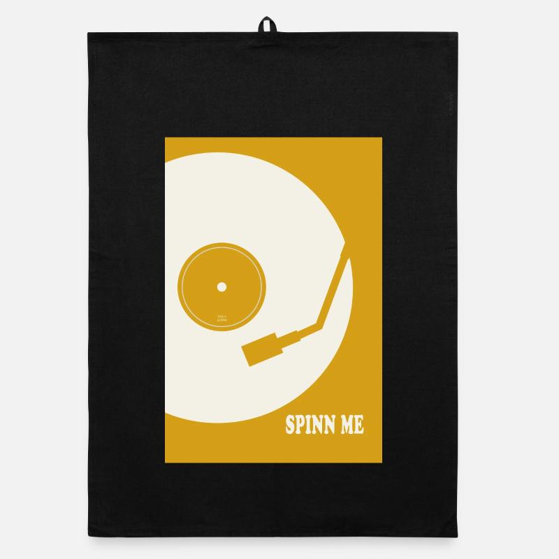 Spin Me Vinyl Turntable Retro Music Design Organic dish towel