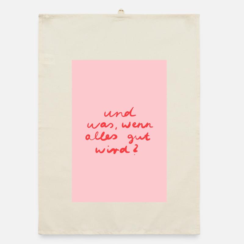 Alles wird gut - rosa rot Organic Geschirrtuch
