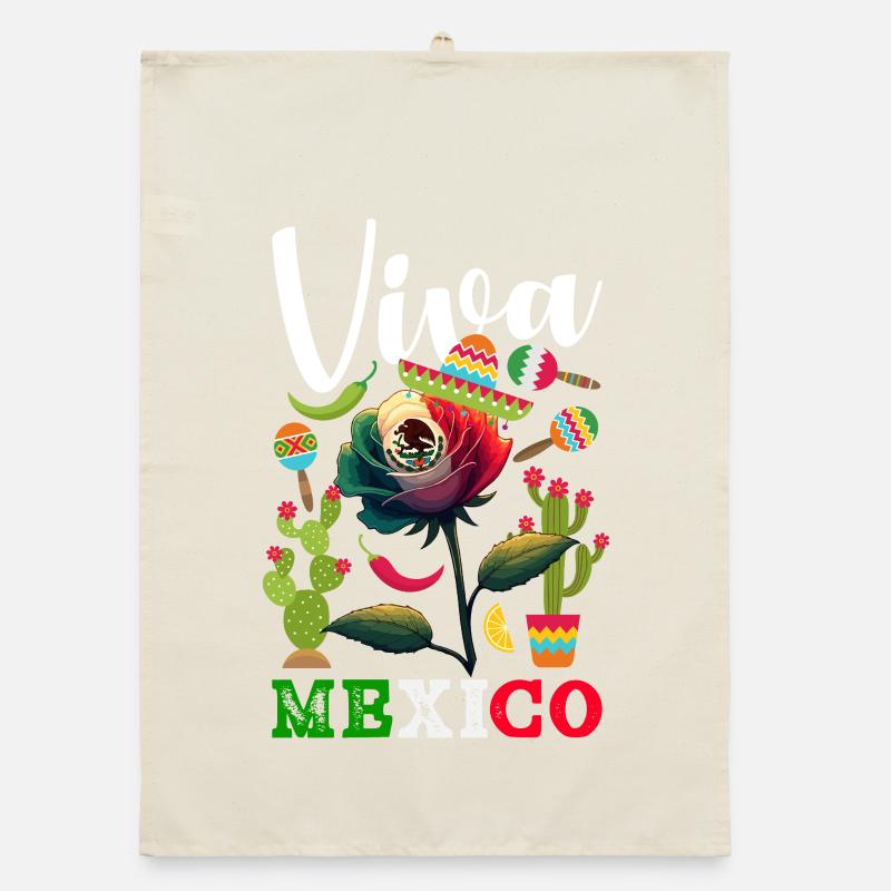 Fierté du Mexique & Maison Drapeau du Mexique Torchon bio