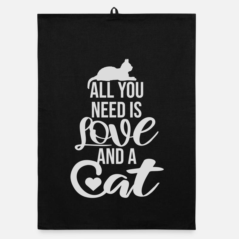 All You Need Is Love And A Cat Lustig Katze Spruch Organic Geschirrtuch