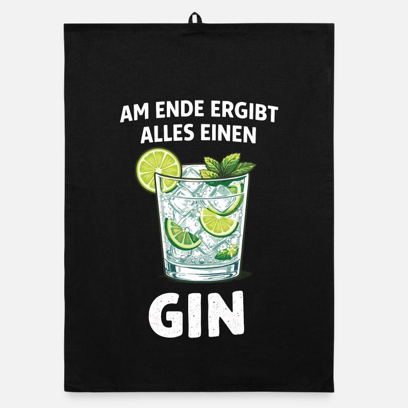 Am Ende ergibt alles einen Gin – Spruch Organic Geschirrtuch