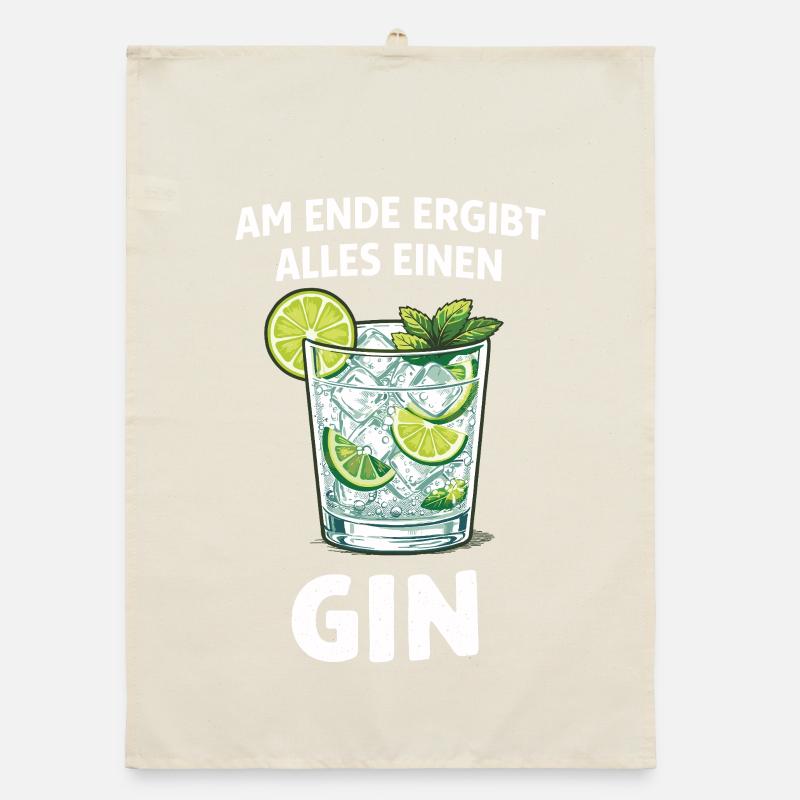 Am Ende ergibt alles einen Gin – Spruch Organic Geschirrtuch