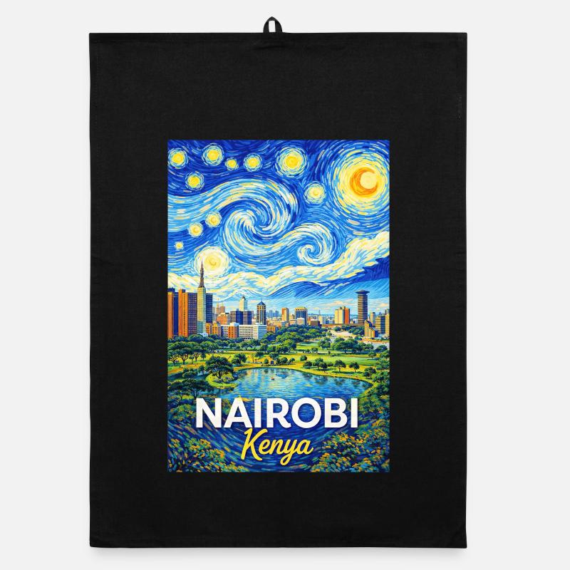 Nairobi Kenya Starry Night Organic dish towel