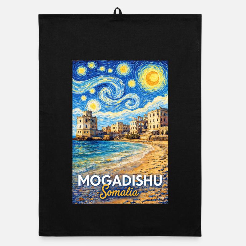 Nuit étoilée de Mogadiscio en Somalie Torchon bio