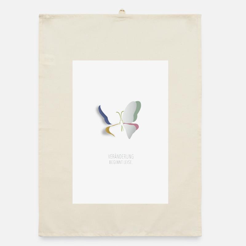 Veränderung beginnt leise Schmetterling Design Organic Geschirrtuch