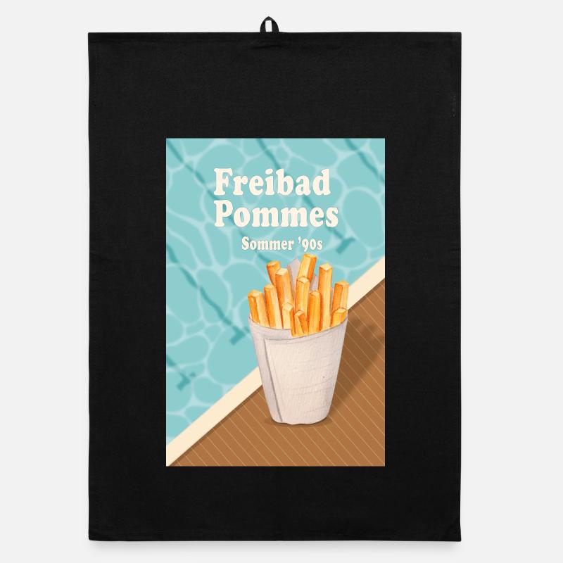 Freibad Pommes Sommer 90s Retro Design Organic Geschirrtuch