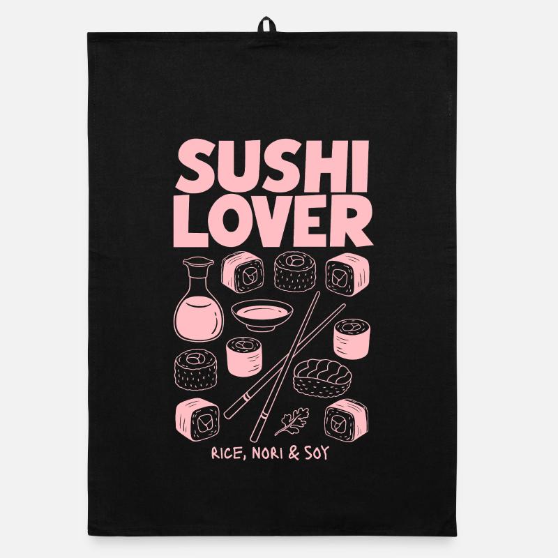 Illustration néon rose Sushi Lover Torchon bio